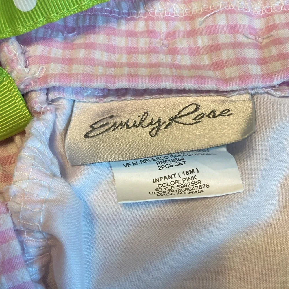 Emily Rose Girls Size 18 Month Pink Gingham Butterfly Bows Summer Sun Dress